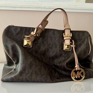 Michael Kors Brown Satchel with Gold Accents